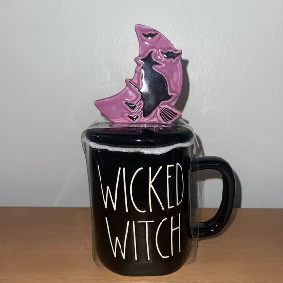 Rae Dunn Wicked Witch Black mug with topper - Picture 1 of 4